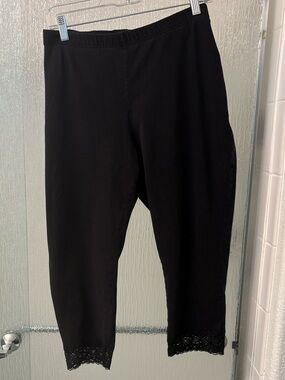 Torrid Black Crop Leggings with Lace Hem